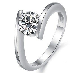 Anello Da Donna In Titanio Placcato In Platino Con Strass, Dalle Prestazioni Affidabili