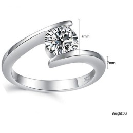 Anello Da Donna In Titanio Placcato In Platino Con Strass, Dalle Prestazioni Affidabili
