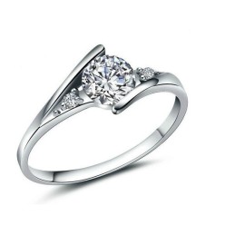 Anello Da Donna In Titanio Placcato In Platino Con Strass, Durevole Nell'Uso