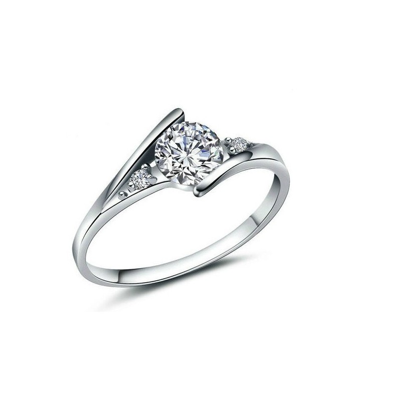 Anello Da Donna In Titanio Placcato In Platino Con Strass, Durevole Nell'Uso Anello Da Donna In Titanio Placcato In Platino Con Strass, Durevole Nell'Uso
