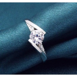 Anello Da Donna In Titanio Placcato In Platino Con Strass, Durevole Nell'Uso