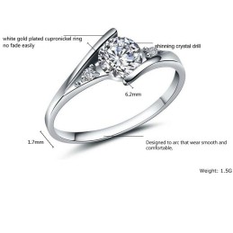 Anello Da Donna In Titanio Placcato In Platino Con Strass, Durevole Nell'Uso