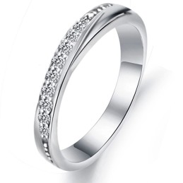 Anello Da Donna In Titanio Placcato In Platino Di Alta Qualità Con Strass