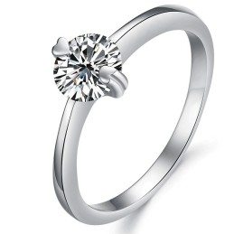 Anello Da Donna In Titanio Placcato In Platino Con Strass, Qualità E Quantità Garantite
