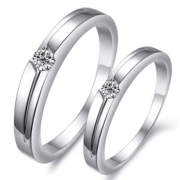 Anello In Titanio Placcato In Platino Di Qualità Stabile Per Gli Amanti Con Strass