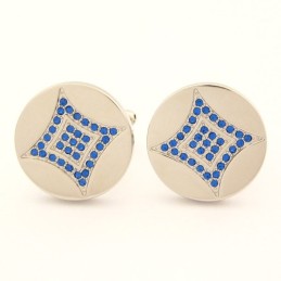 Gemelli Rotondi In Titanio Con Diamanti Blu