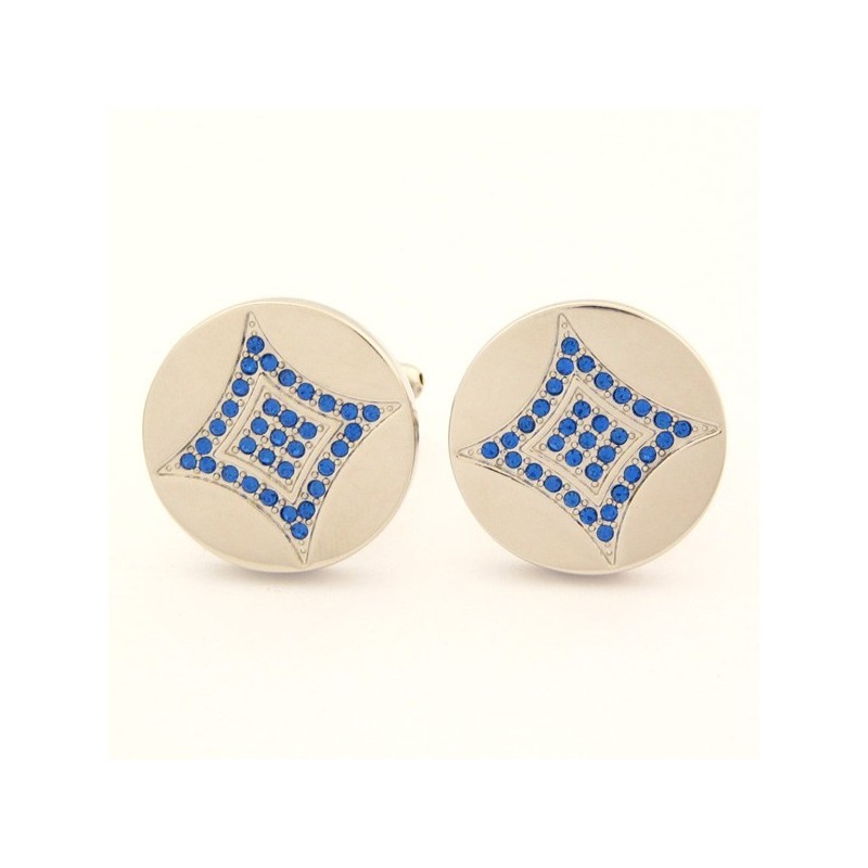 Gemelli Rotondi In Titanio Con Diamanti Blu Gemelli Rotondi In Titanio Con Diamanti Blu