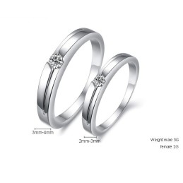 Anello In Titanio Placcato In Platino Di Qualità Stabile Per Gli Amanti Con Strass