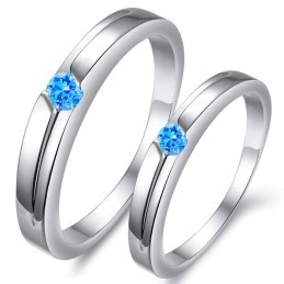 Anello In Titanio Placcato Platino Blu Di Eccellente Qualità Per Gli Amanti Con Strass