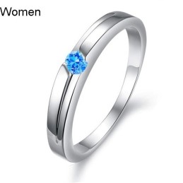 Anello In Titanio Placcato Platino Blu Di Eccellente Qualità Per Gli Amanti Con Strass