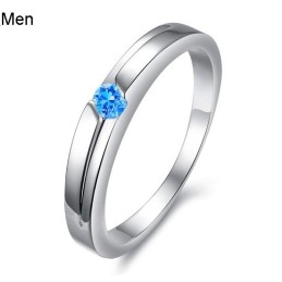 Anello In Titanio Placcato Platino Blu Di Eccellente Qualità Per Gli Amanti Con Strass