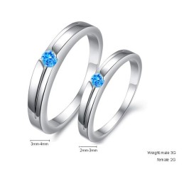 Anello In Titanio Placcato Platino Blu Di Eccellente Qualità Per Gli Amanti Con Strass