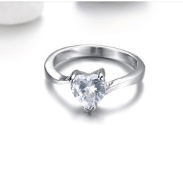 Anello Da Donna In Titanio Placcato Platino Con Strass, Modello "Regina Della Qualità"
