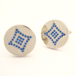 Gemelli Rotondi In Titanio Con Diamanti Blu