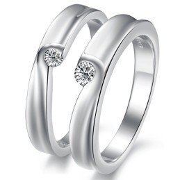 Anello In Titanio Placcato In Platino Di Qualità Stabile Per Gli Amanti Con Strass