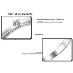 Anello In Titanio Placcato In Platino Di Qualità Stabile Per Gli Amanti Con Strass