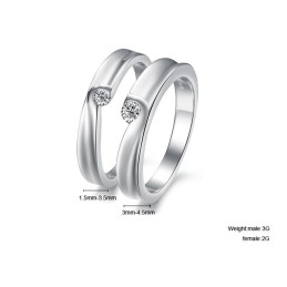 Anello In Titanio Placcato In Platino Di Qualità Stabile Per Gli Amanti Con Strass