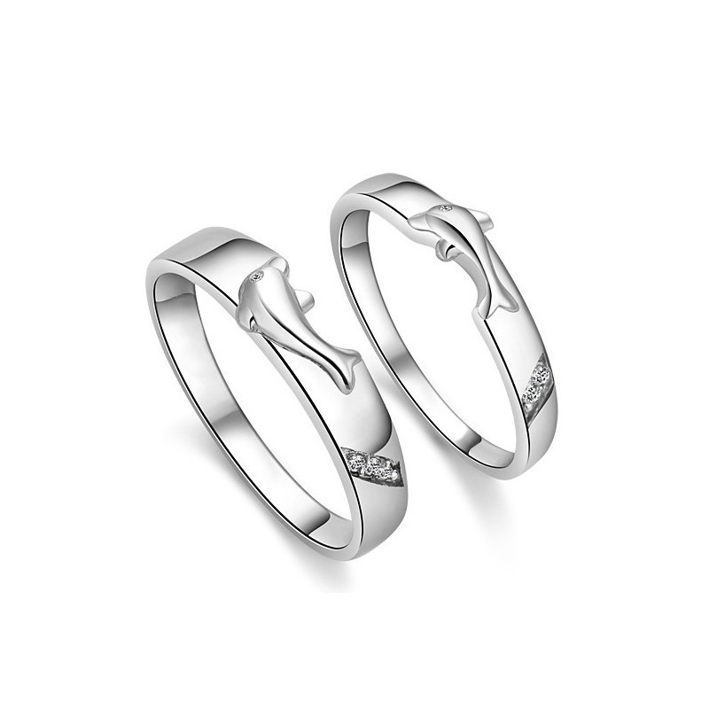 Completo Nelle Specifiche Anello In Titanio Placcato Platino A Forma Di Delfino Per Gli Amanti Completo Nelle Specifiche Anello In Titanio Placcato Platino A Forma Di Delfino Per Gli Amanti