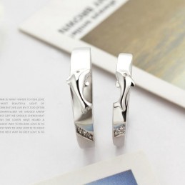Completo Nelle Specifiche Anello In Titanio Placcato Platino A Forma Di Delfino Per Gli Amanti