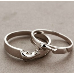 Completo Nelle Specifiche Anello In Titanio Placcato Platino A Forma Di Delfino Per Gli Amanti