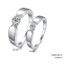Anello In Titanio Placcato Platino Di Alta Qualità Per Amanti Con Strass
