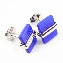 Gemelli Oblunghi In Titanio E Agata Blu