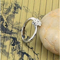 Anello Da Donna In Titanio Placcato In Platino Con Strass, Qualità E Quantità Garantite