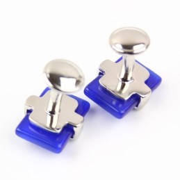 Gemelli Oblunghi In Titanio E Agata Blu
