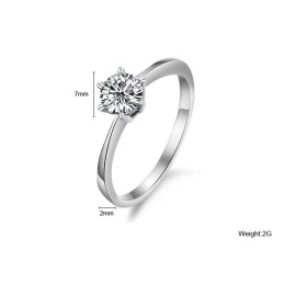Anello Da Donna In Titanio Placcato In Platino Con Strass, Qualità E Quantità Garantite