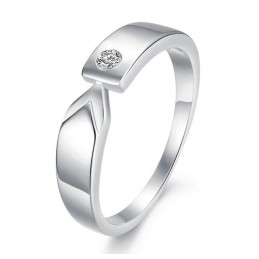 Anello In Titanio Placcato Platino Di Alta Qualità Per Amanti Con Strass