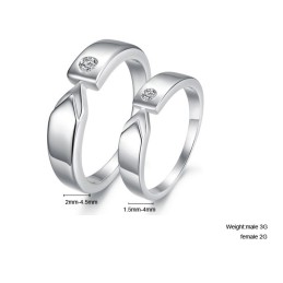 Anello In Titanio Placcato Platino Di Alta Qualità Per Amanti Con Strass