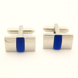 Gemelli Oblunghi In Titanio E Agata Blu