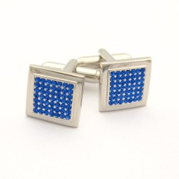 Gemelli Quadrati In Titanio Con Diamanti Blu