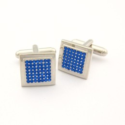 Gemelli Quadrati In Titanio Con Diamanti Blu