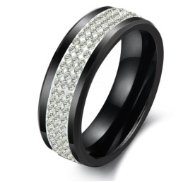 Anello In Ceramica Di Tungsteno Nero Di Eccellente Qualità Con Strass