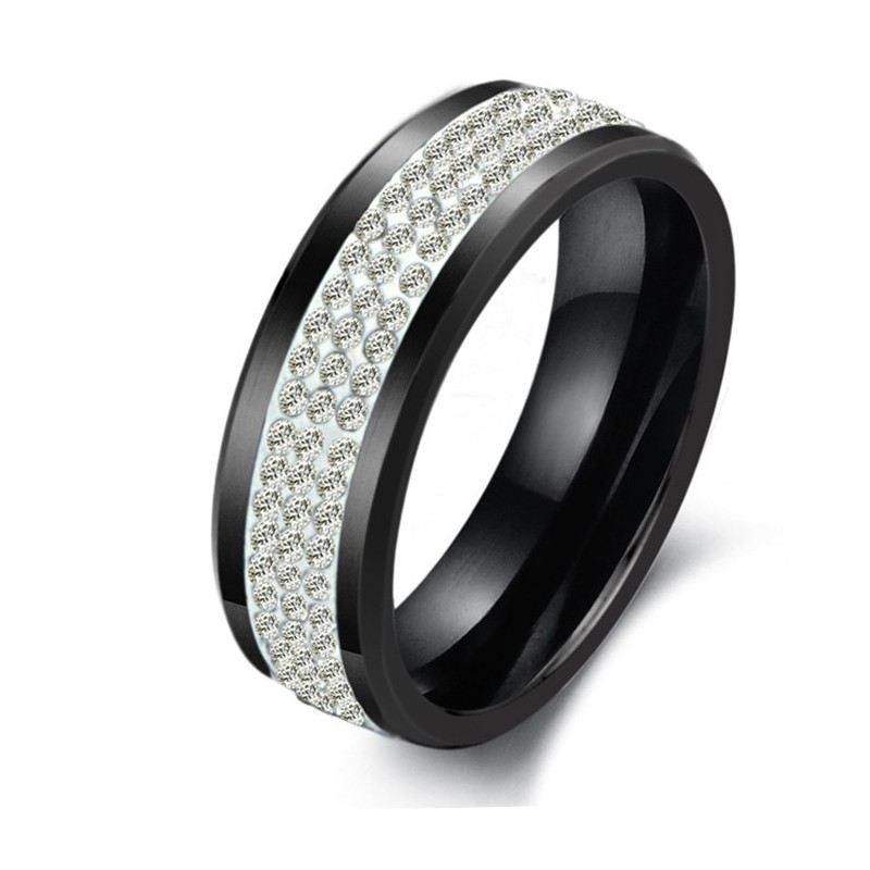 Anello In Ceramica Di Tungsteno Nero Di Eccellente Qualità Con Strass Anello In Ceramica Di Tungsteno Nero Di Eccellente Qualità Con Strass