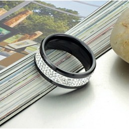Anello In Ceramica Di Tungsteno Nero Di Eccellente Qualità Con Strass