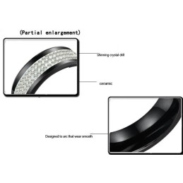 Anello In Ceramica Di Tungsteno Nero Di Eccellente Qualità Con Strass