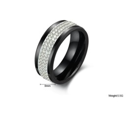 Anello In Ceramica Di Tungsteno Nero Di Eccellente Qualità Con Strass