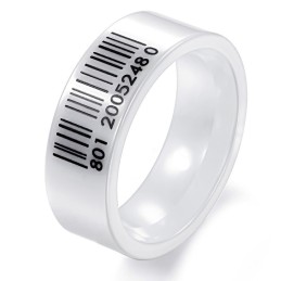 Anello In Ceramica Di Tungsteno Con Codice A Barre Bianco Di Qualità Queen Of