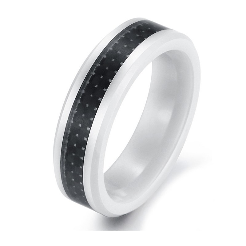Anello In Ceramica Di Tungsteno E Fibra Di Carbonio Nera Di Qualità Affidabile Anello In Ceramica Di Tungsteno E Fibra Di Carbonio Nera Di Qualità Affidabile