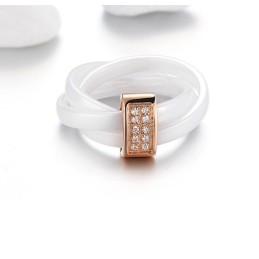 Anello In Ceramica Di Tungsteno Triciclico Di Qualità Stabile Con Strass