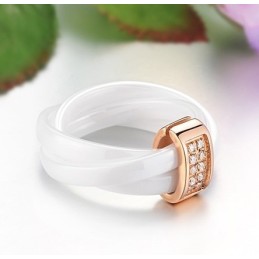 Anello In Ceramica Di Tungsteno Triciclico Di Qualità Stabile Con Strass