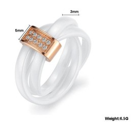 Anello In Ceramica Di Tungsteno Triciclico Di Qualità Stabile Con Strass