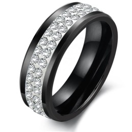 Anello In Ceramica Di Tungsteno Nero Con Strass Dalle Prestazioni Affidabili
