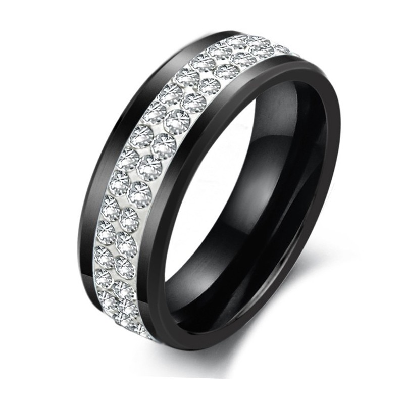 Anello In Ceramica Di Tungsteno Nero Con Strass Dalle Prestazioni Affidabili Anello In Ceramica Di Tungsteno Nero Con Strass Dalle Prestazioni Affidabili