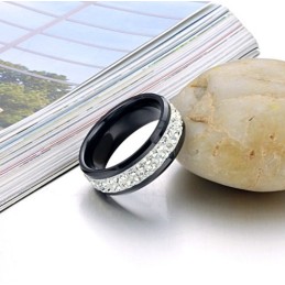 Anello In Ceramica Di Tungsteno Nero Con Strass Dalle Prestazioni Affidabili