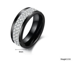 Anello In Ceramica Di Tungsteno Nero Con Strass Dalle Prestazioni Affidabili