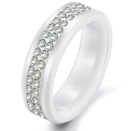 Anello In Ceramica Di Tungsteno Bianco Di Alta Qualità Con Strass