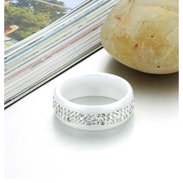 Anello In Ceramica Di Tungsteno Bianco Di Alta Qualità Con Strass